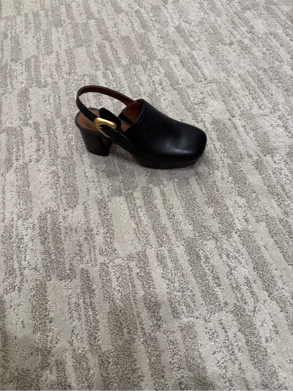 Women’s Aerosoles Black Leather Slingback Block Heel Clog